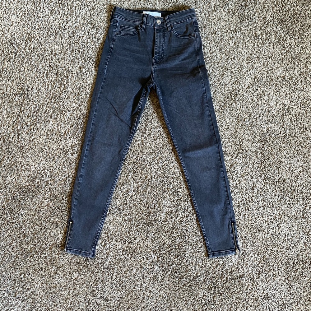 dark grey top shop jeans